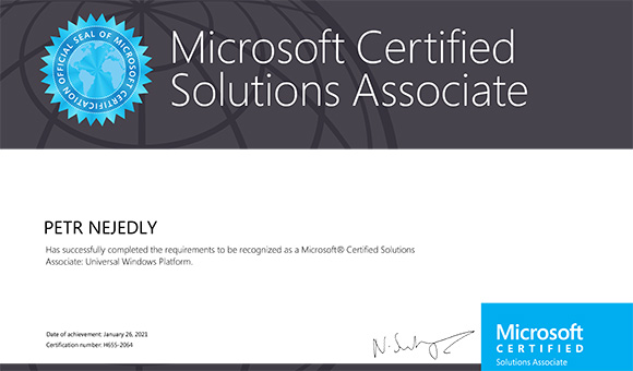 Microsoft Certified Solutions Associate: Universal Windows Platform - Petr Nejedlý